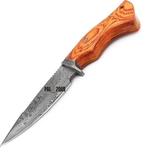 Vista 8 de PAL 2000 KNIVES Cuchillo de caza hecho a mano de acero de Damasco de 10 pulgadas - Mango de madera con funda 2060