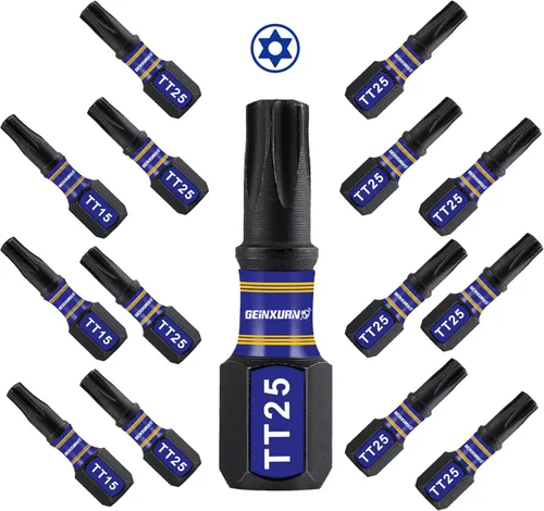 Vista 10 de Geinxurn Juego de brocas de destornillador magnético de impacto de seguridad T15 de 2 pulgadas, juego de brocas de potencia de cabeza Torx #15 de 51