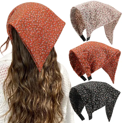 Vista 13 de HAIMEIKANG Bandana floral para mujer, bandanas bohemias para el cabello, bufanda, triángulo, bandas para el cabello, bufanda vintage para la cabeza