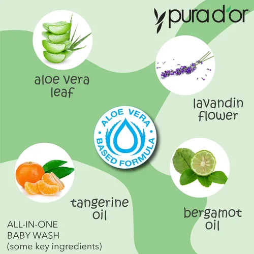 Vista 3 de PURA D'OR Jabón y champú calmante todo en uno de 16 onzas para el cabello y todo el cuerpo, sin desgarros, sin sulfatos, aloe vera natural, fórmula