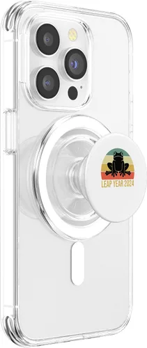 Vista 3 de Leap Frog Year Day 2024 Birthday February 29th Rainbow Retro PopSockets MagSafe PopGrip for iPhone