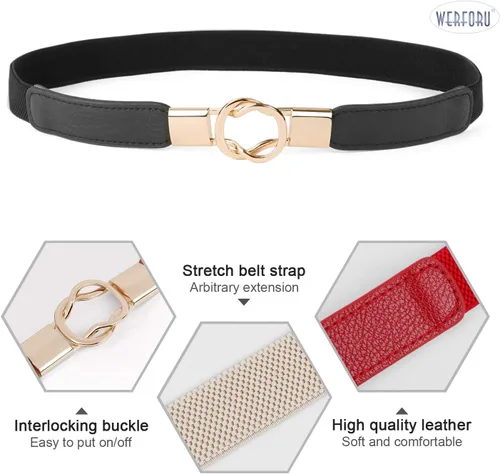 Vista 2 de WERFORU - Cinturón ajustado para vestidos, estilo retro, elástico, talla grande, juego de 4