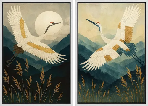 Vista 124 de Ashbrook - Set de arte de pared en lienzo enmarcado, tonos orgánicos de la tierra en beige y marrón con ilustraciones de trazos circulares, arte