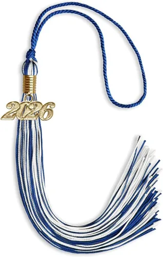 Vista 109 de Endea Graduation - Borla de doble color mixto con fecha dorada (negro/dorado antiguo, 2021)