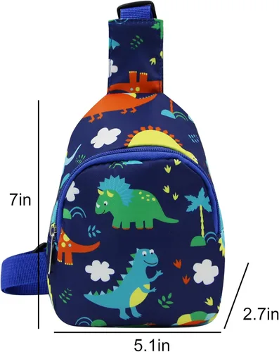 Vista 6 de ANKOMINA Bolso bandolera pequeño para niños, lindo bolso cruzado de dibujos animados, bolsa de hombro de unicornio dinosaurio para exteriores