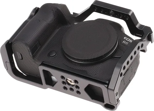 Vista 6 de Hersmay Jaula R5 R6 con mango superior, jaula de cámara de aleación de aluminio para cámaras Canon EOS R5 R6 sin espejo, Vlogging Video Shooting