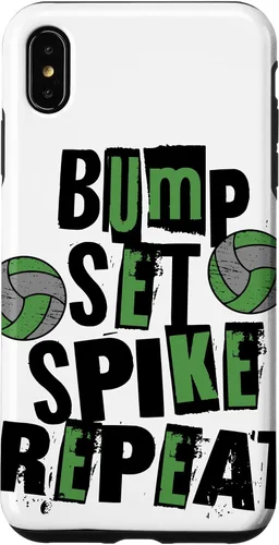 Vista 7 de iPhone 15 Parents Girls Volleyball Bump Set Spike Repeat Green & Black Case