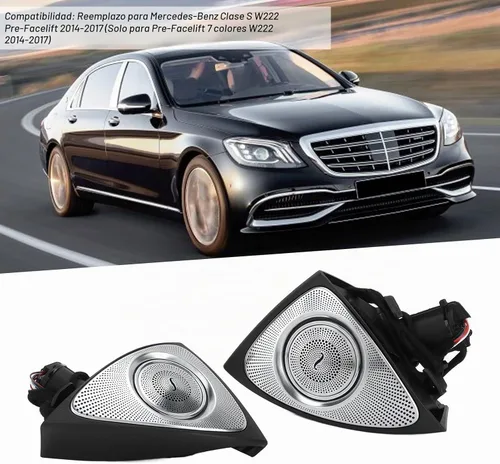 Vista 2 de Tweeters de audio para coche con kit de iluminación ambiental LED, 7 colores 3D giratorios, repuesto para S-Class W222 Pre-Facelift 2014-2017