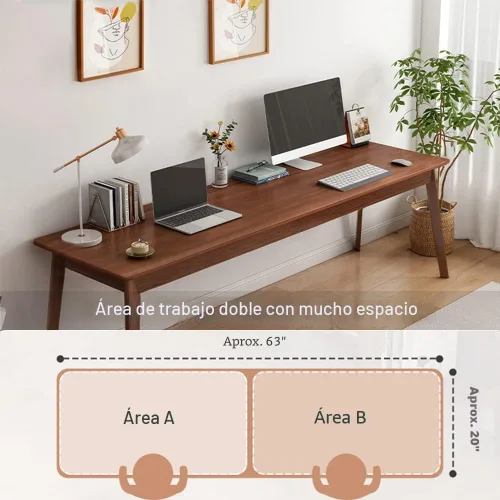Vista 2 de NELYE Mesa de escritorio larga Mid-Century 63 pulgadas de ancho x 20