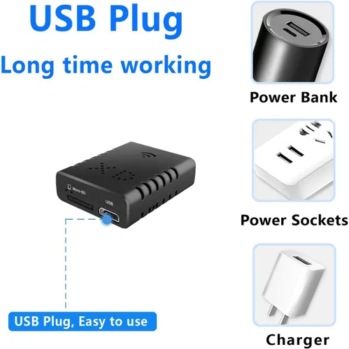 Vista 8 de Cámara inalámbrica WiFi más pequeña, cámara espía HD1080P, mini monitor portátil para bebé, cámara para mascotas, cámara de niñera con visión