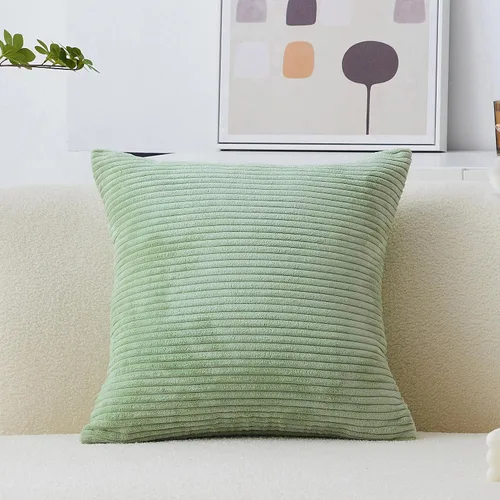 Vista 24 de Home Brilliant Funda de almohada de primavera de 18x18 pulgadas, funda de almohada de terciopelo a rayas para silla y sofá, funda de almohada
