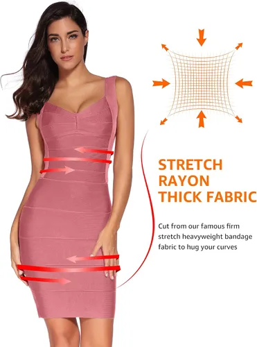 Vista 4 de Meilun Vestido de mujer con espalda descubierta, a rayas, sin mangas, para fiestas