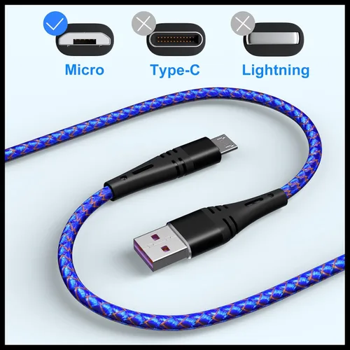 Vista 8 de Cable micro USB Android de 3 pies, paquete de 3 cargadores rápidos, cable de carga trenzado de nailon micro USB para Samsung Galaxy S6 S7 Edge, Moto