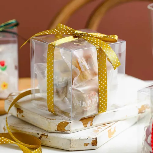 Vista 4 de XP-ART 30 PCS Cajas de Regalo Transparentes, 4 x 4 x 4 pulgadas, Cajas de Regalo Transparentes de Plástico para Bodas, Cumpleaños, Pascua, Día