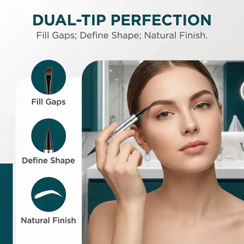Vista 4 de Bolígrafo de cejas 2 en 1, delineador de cejas de precisión de doble punta con puntas finas, impermeable, 5 colores naturales, herramienta