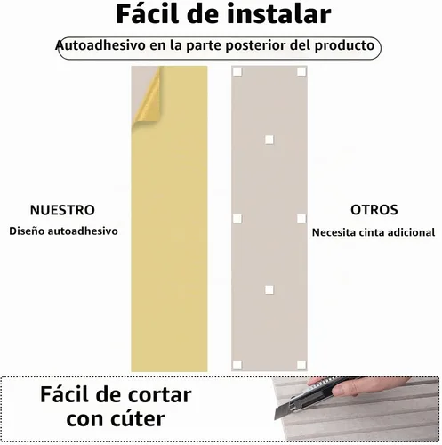Vista 2 de Paquete de 10 paneles acústicos, paneles de pared insonorizados de 48 x 12 x 0.35 pulgadas, autoadhesivos de alta densidad que absorben el sonido