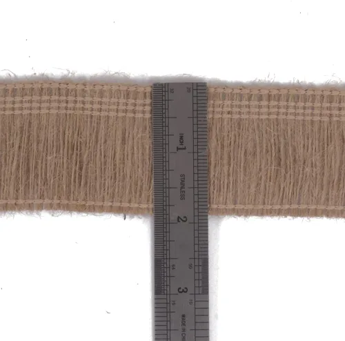 Vista 3 de Borde de arpillera con flecos, borla, encaje de yute de 2 pulgadas de ancho, 5 yardas de largo para accesorios de ropa, vestidos de novia latinos