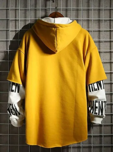 Vista 2 de DUDHUH Sudadera con capucha para hombre con estampado de letras, estilo Techwear casual, hip-hop
