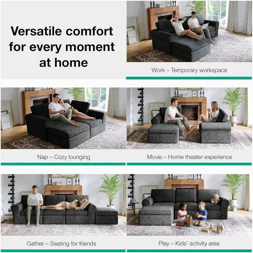 Vista 4 de Novilla Sofá modular de 108 pulgadas, sofás modulares modulares para sala de estar y dormitorio, funda extraíble de chenilla, sofá nube con soporte