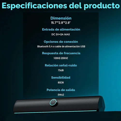 Vista 9 de Altavoces de computadora para PC de escritorio, barra de sonido de computadora Bluetooth, barra de sonido inalámbrica para PC, refuerzo de graves