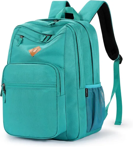 Vista 43 de ZORFIN - Mochila de 26 litros para la escuela, universidad y viajes, impermeable, con 8 compartimentos, Verde militar, Moderno