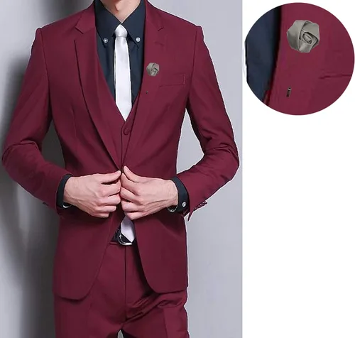 Vista 2 de Rose Boutonniere - Broche de solapa para hombre, diseño de flores de satén, 12 unidades, para novio, boda, boutonniere, accesorios