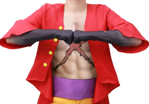 Vista 2 de DAZCOS Luffy - Guantes de cosplay de 3 marcha mangas de brazo dominantes accesorios de disfraz de Halloween
