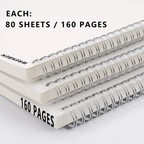 Vista 6 de Cuaderno de espiral punteado de 8.5 x 11 pulgadas con papel grueso de 120 GSM, banda elástica extraíble y tapa dura transparente, 160 páginas por
