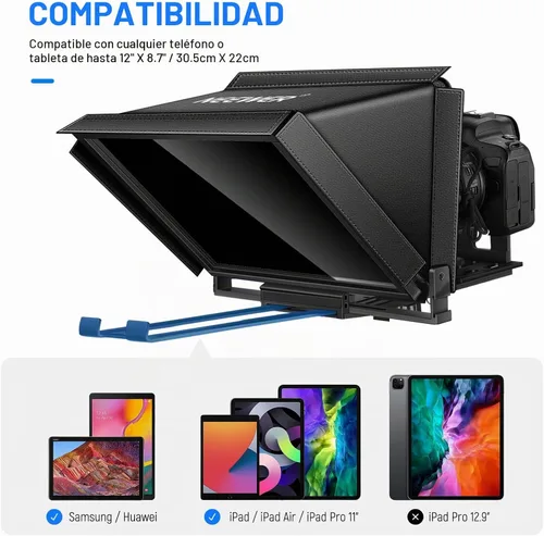 Vista 9 de NEEWER X12 Teleprompter de Aluminio con Control Remoto RT-110 (Conectado a través de Bluetooth en la Aplicación NEEWER Teleprompter) y Estuche