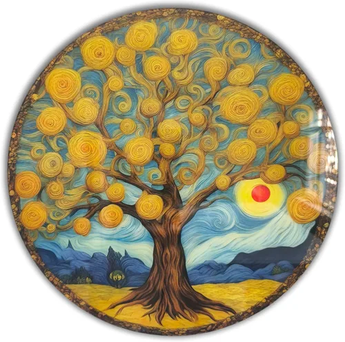 Vista 9 de Árbol de la vida, arte de pared de vidrio templado, pintura abstracta para pared, decoración del hogar, regalo de inauguración de la casa, colgantes