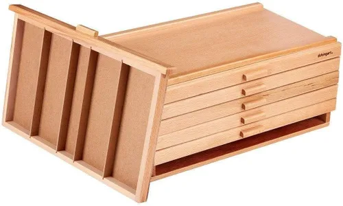Vista 10 de KINGART Caja de almacenamiento de madera con 6 cajones para artistas, 15-3/4 pulgadas de ancho x 10 pulgadas de profundidad x 6-1/2 pulgadas
