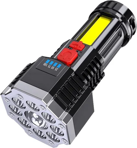Vista 2 de Flashlights High Lumens, Rechargeable LED Flashlight, Super Bright Flashlights 100000 Lumens with 9 LED Light, 4 Modes Handheld Flashlights for