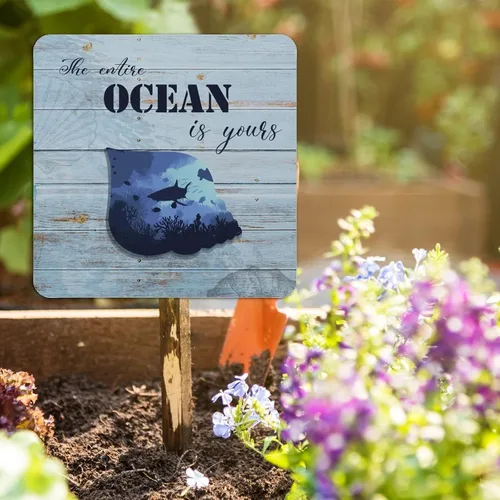 Vista 4 de Letrero de metal con silueta de caracola, placa de metal subacuática, diseño de vida marina, letrero de metal para fiestas, regalo de vacaciones