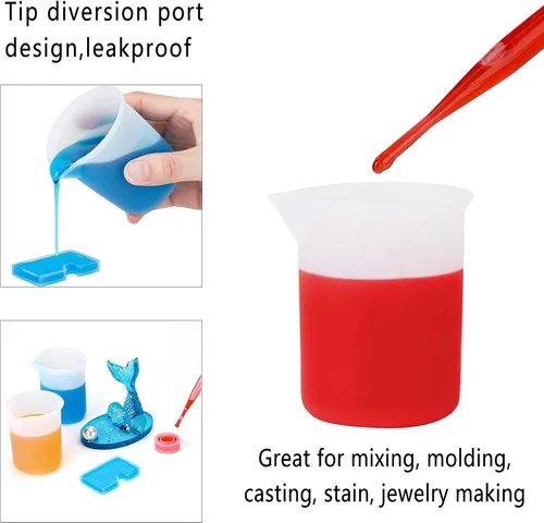 Vista 4 de Gartful Vasos medidores de silicona de 3.4 fl oz para mezcla de resina, 6 tazas mezcladoras para resina epoxi, moldes de fundición de joyas, pintura