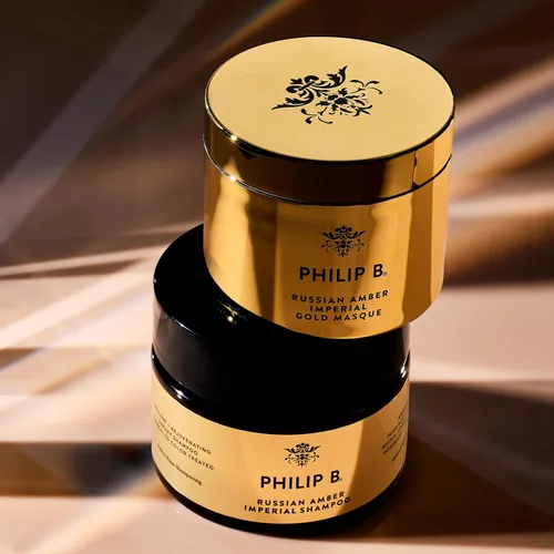 Vista 7 de PHILIP B Russian Amber Imperial Champú, 3 fl. oz. (3.0 fl oz) – Limpiador protector de color que restaura el cabello encrespado sobreprocesado
