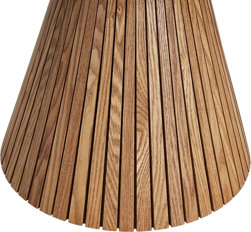 Vista 7 de Mesa auxiliar de trébol de cuatro hojas, mesa decorativa con base de grano de madera para sala de estar, dormitorio y espacios pequeños, natural