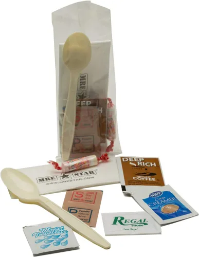 Vista 3 de MRE STAR Survival - Caja de comidas de emergencia listas para comer con accesorios y FRH, embalaje compacto y ligero, vida útil prolongada, 12