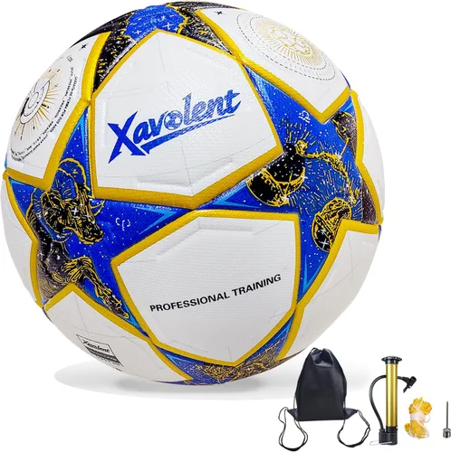Vista 10 de Professional Soccer Ball Size 5,4 -Thermal Bonded Waterproof PU Match-Quality Training Ball with Pump