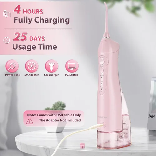 Vista 6 de Hilo dental TOVENDOR eléctrico, para agua, irrigador bucal dental inalámbrico, 3 modos, 3 puntas para higiene familiar