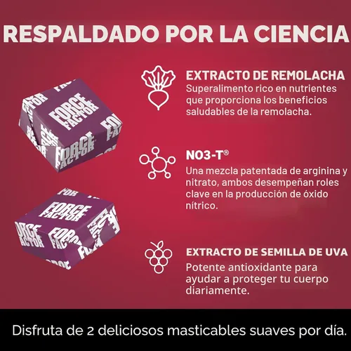Vista 3 de Force Factor Total Beets - Masticables suaves con remolacha, nitratos, L-citrulina, extracto de semilla de uva y antioxidantes, suplemento