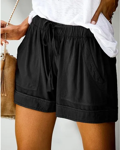 Vista 2 de Summer Shorts for Women Trendy Drawstring Elastic Athletic Shorts Casual High Waisted Workout Lounge Short Pants