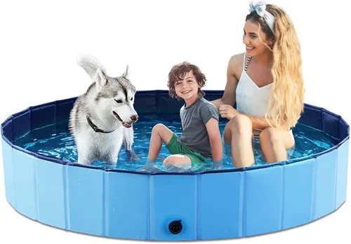 Vista 20 de Jasonwell Piscina plegable para perros, piscina plegable de plástico duro, piscina portátil para niños y mascotas, bañera para cachorros pequeños