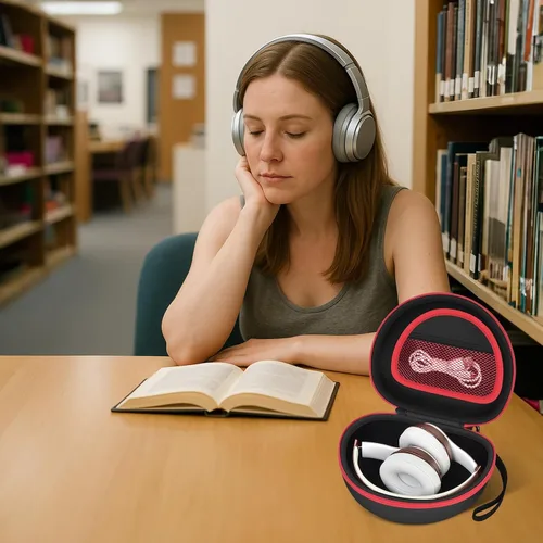 Vista 7 de Funda para auriculares compatible con Mpow 059, Beats Studio3, Beats Solo3, Solo2, Picun P26, para Elecder i39 y más, auriculares inalámbricos Negro