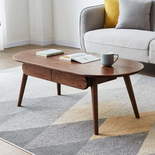 Vista 9 de Mesa de centro cuadrada de madera maciza con almacenamiento, mesa de mediados de siglo hecha a mano 100% madera de roble macizo natural para sala