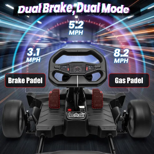 Vista 5 de Go Kart eléctrico de 24 V para niños, carrito de deriva, kart a la deriva Negro