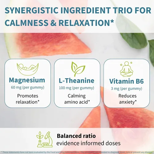 Vista 2 de Igennus - Gomitas de magnesio calmantes de alta potencia de 60 mg, L-teanina 100 mg y vitamina B6 3 mg, apoyo diario para el estrés para niños