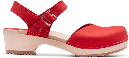 Vista 17 de Sandgrens Zuecos de madera sueca hechos a mano para mujer, sandalias de tacón bajo Zaragasso