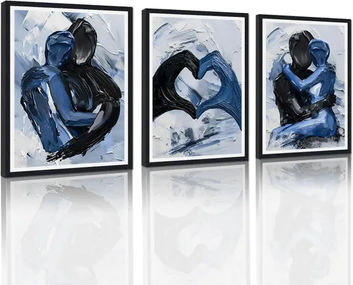 Vista 88 de Novatique 3 piezas de arte de pared sexy en blanco y negro para parejas desnudas, decoración de pared abstracta de amor para mujeres y hombres, arte