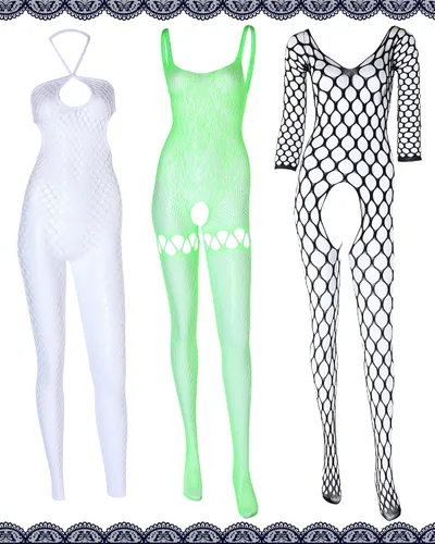 Vista 6 de 12 piezas de lencería de malla para mujer, babydoll de malla, lencería de encaje para mujer