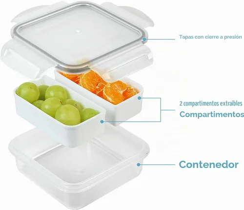 Vista 8 de Recipientes pequeños de 2 compartimentos, mini recipientes para aperitivos para mini refrigerador, pequeños recipientes divididos